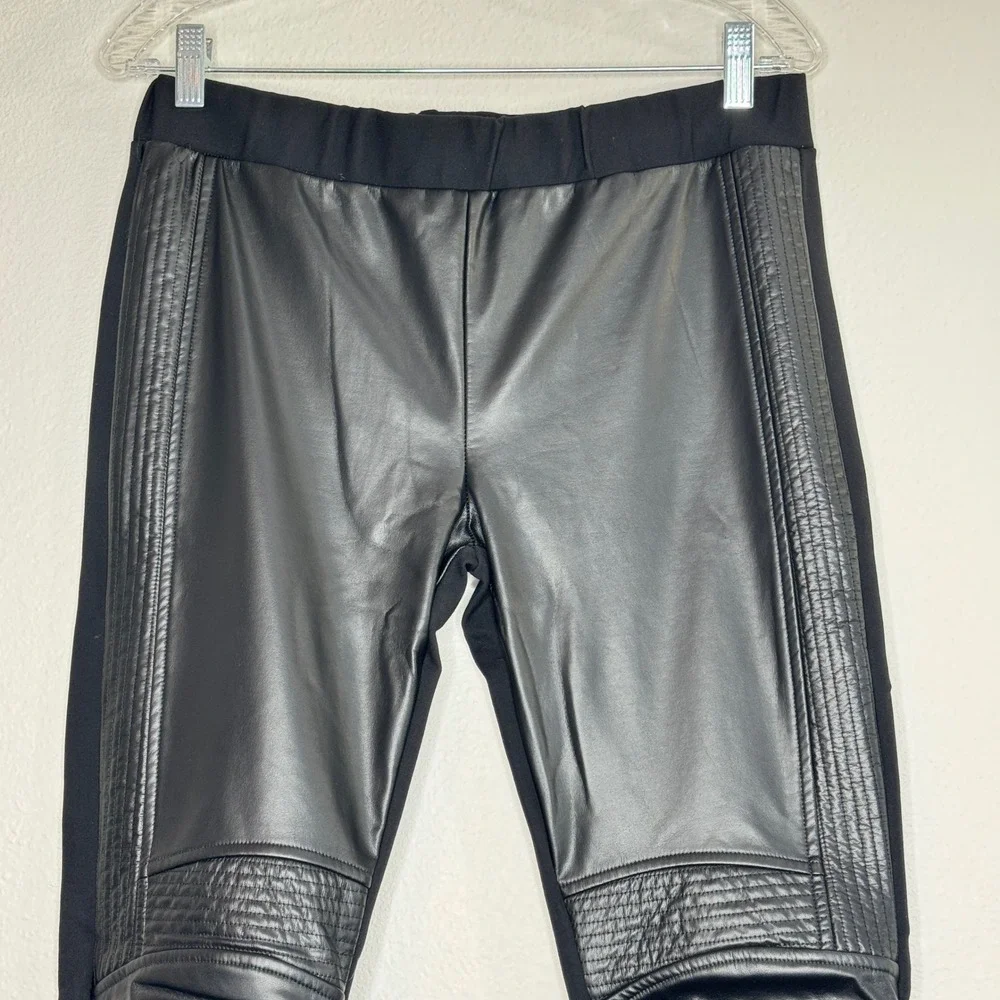 DENIM & SUPPLY Ralph Lauren Mixed Media Legging MED Black Faux Leather Moto Goth